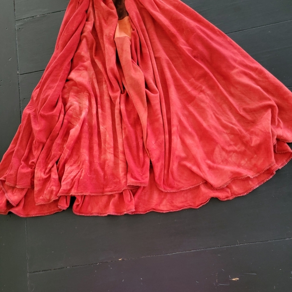 Red summer cover-up, mini dress, wear with leggings, boho. Sz M - Picture 9 of 9